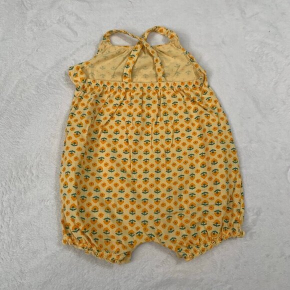 5/$25 Carter's yellow spring florals strappy sleeveless shorts bubble romper - Picture 5 of 7